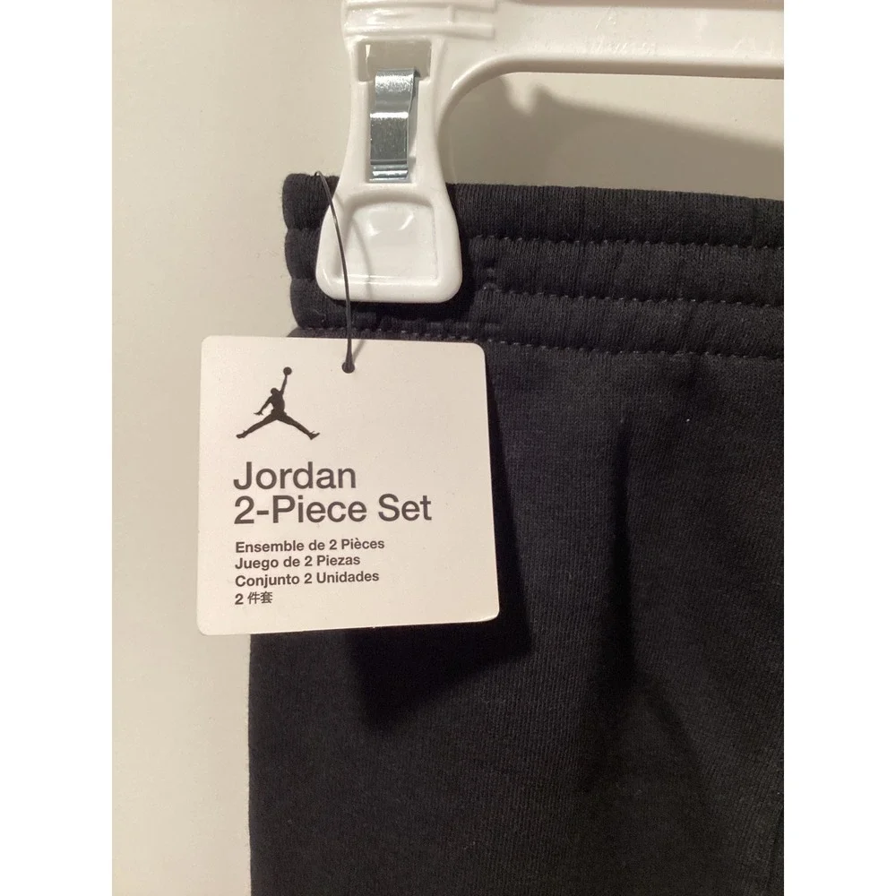 Jordan Flight Kids 2 Piece Fleece Hoodie and Joggers Set Black Blue 18M D412-023